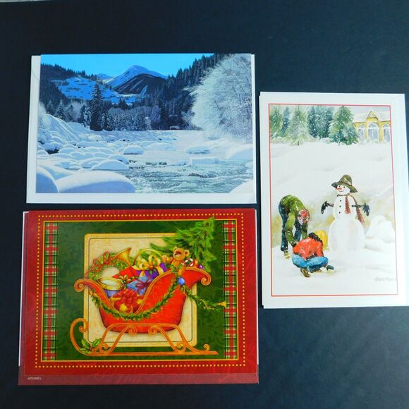Lot of 25 Christmas Greeting Holiday Cards Unused, Envelopes Multiple Designs - Picture 4 of 16